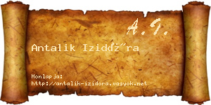 Antalik Izidóra névjegykártya